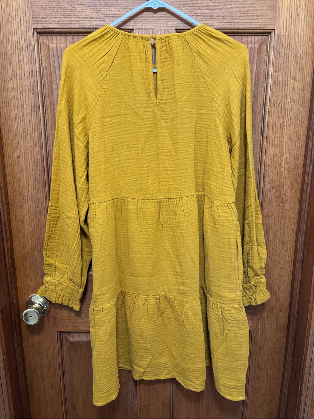 Universal Thread Gold Yellow Tiered Long-Sleeve Mini Dress Sz S. NWT - Picture 5 of 5